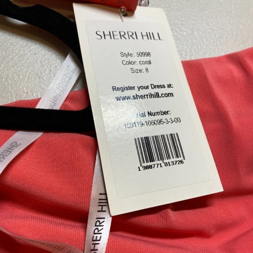 NWT Sherri Hill 50998 Coral Pink Lace Formal Gown $498 - Picture 6 of 12